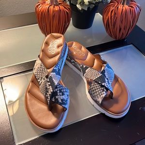 Snake print platform sandals